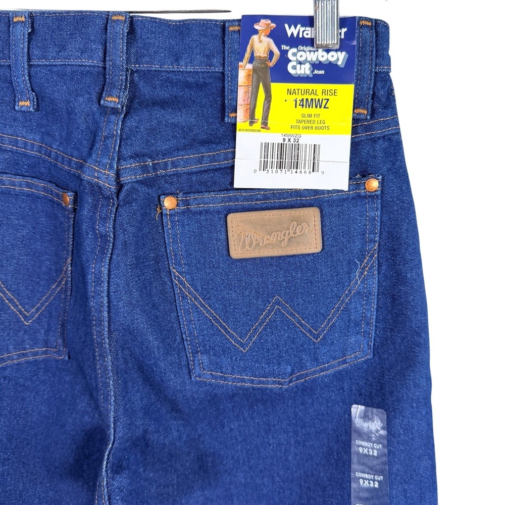 Vintage Wrangler Cowboy Cut Jeans 14MWZ Women 9x32 Blue Slim Fit Tapered Leg NEW
